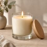Bougie parfumée Figuier en cire de soja, 220 g, shown on a plain studio background