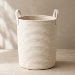 Corbeille à linge en coton tressé, 55 L, shown on a plain studio background