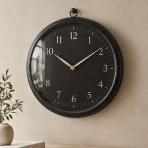Horloge de gare en métal noir, 40 cm, shown on a plain studio background