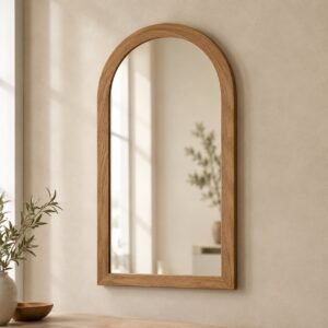 Miroir rectangulaire Arche, chêne massif, 80 x 40 cm, shown on a plain studio background