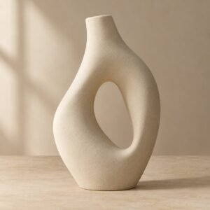 Sculpture Courbe en grès mat, 24 cm, shown on a plain studio background